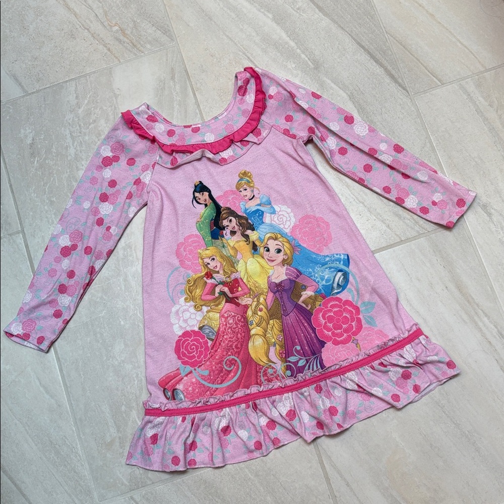 Disney Store (Size 3) Girls Pink Floral Princess Nightgown